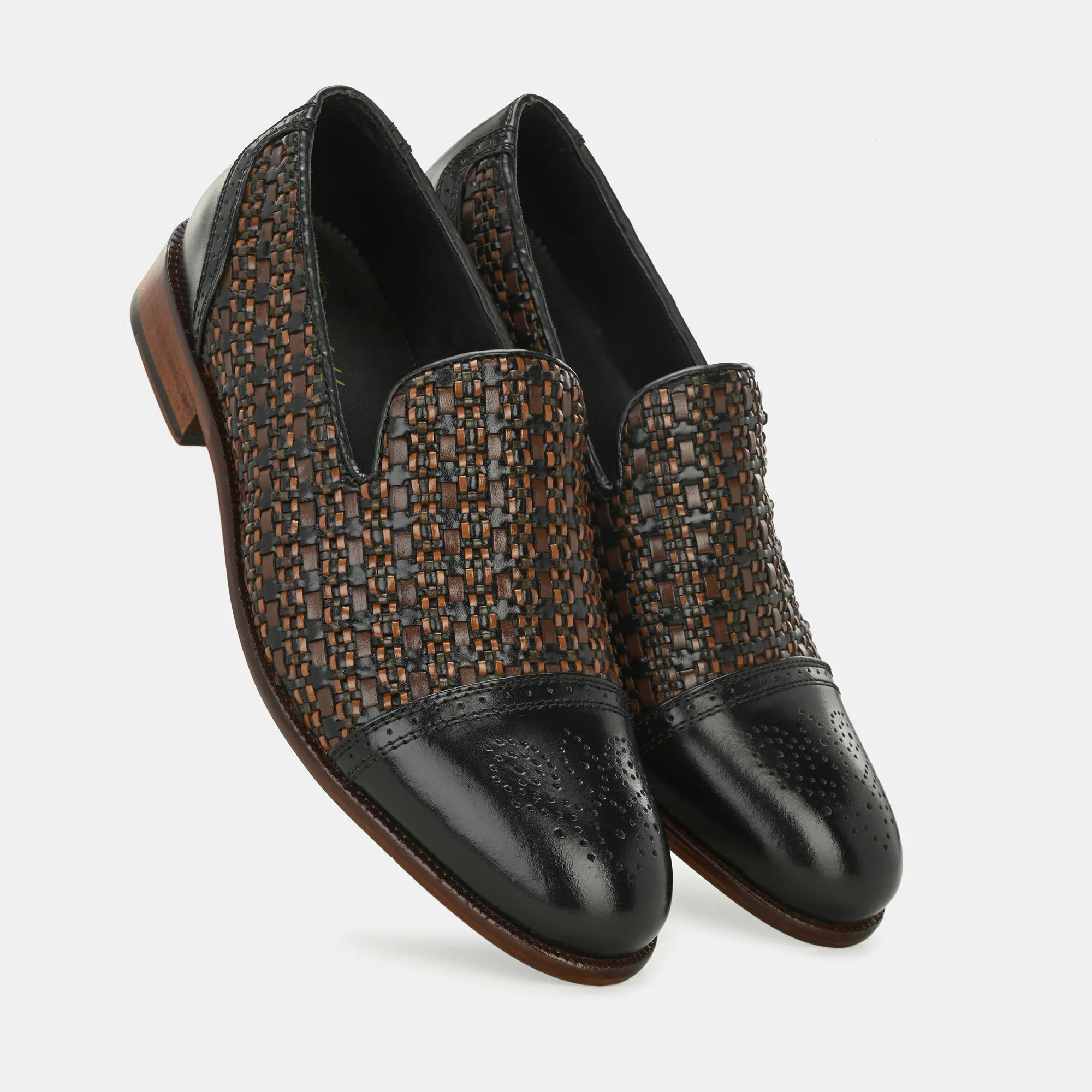 Black Semi Brogue Loafers by Lafattio - Image 3