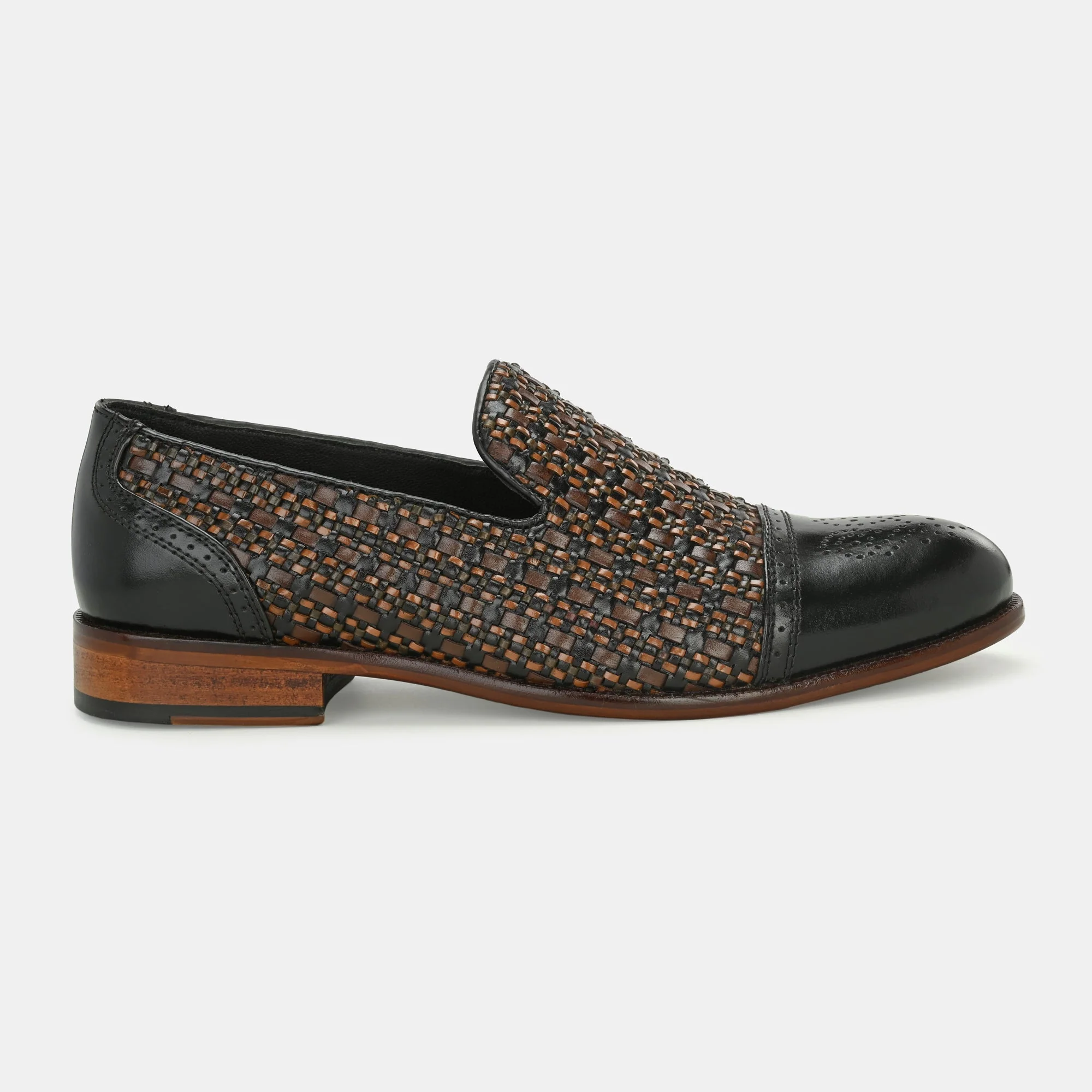 Black Semi Brogue Loafers by Lafattio - Image 4