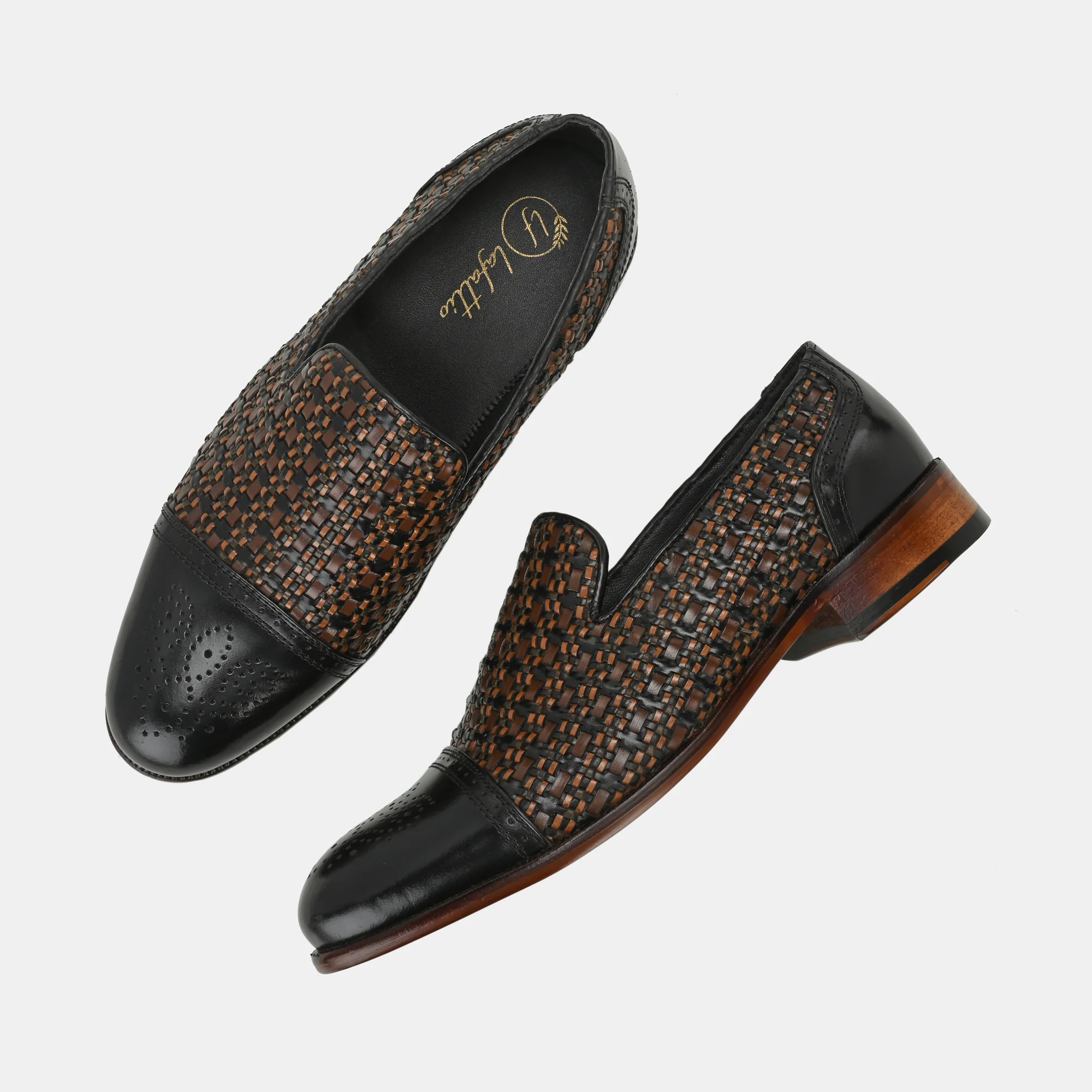 Black Semi Brogue Loafers by Lafattio - Image 6