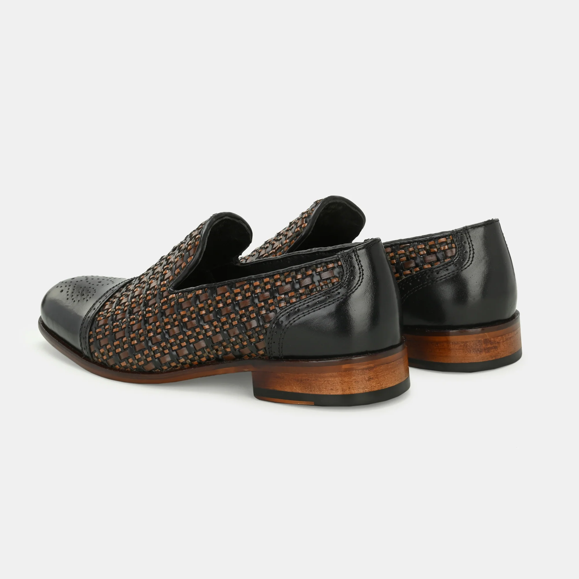 Black Semi Brogue Loafers by Lafattio - Image 8