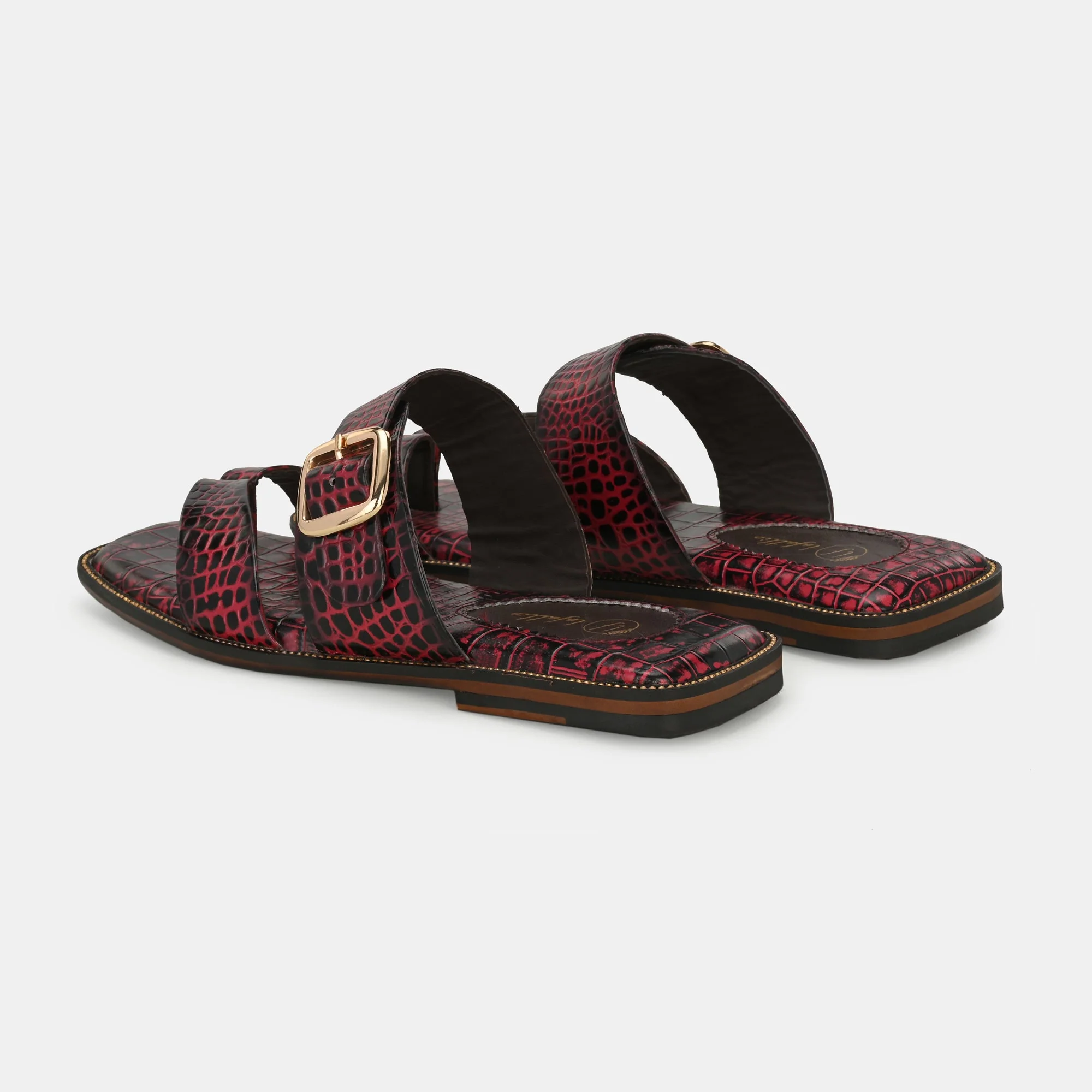 Colour Blocked Buckled Slippers By Lafattio - Image 5