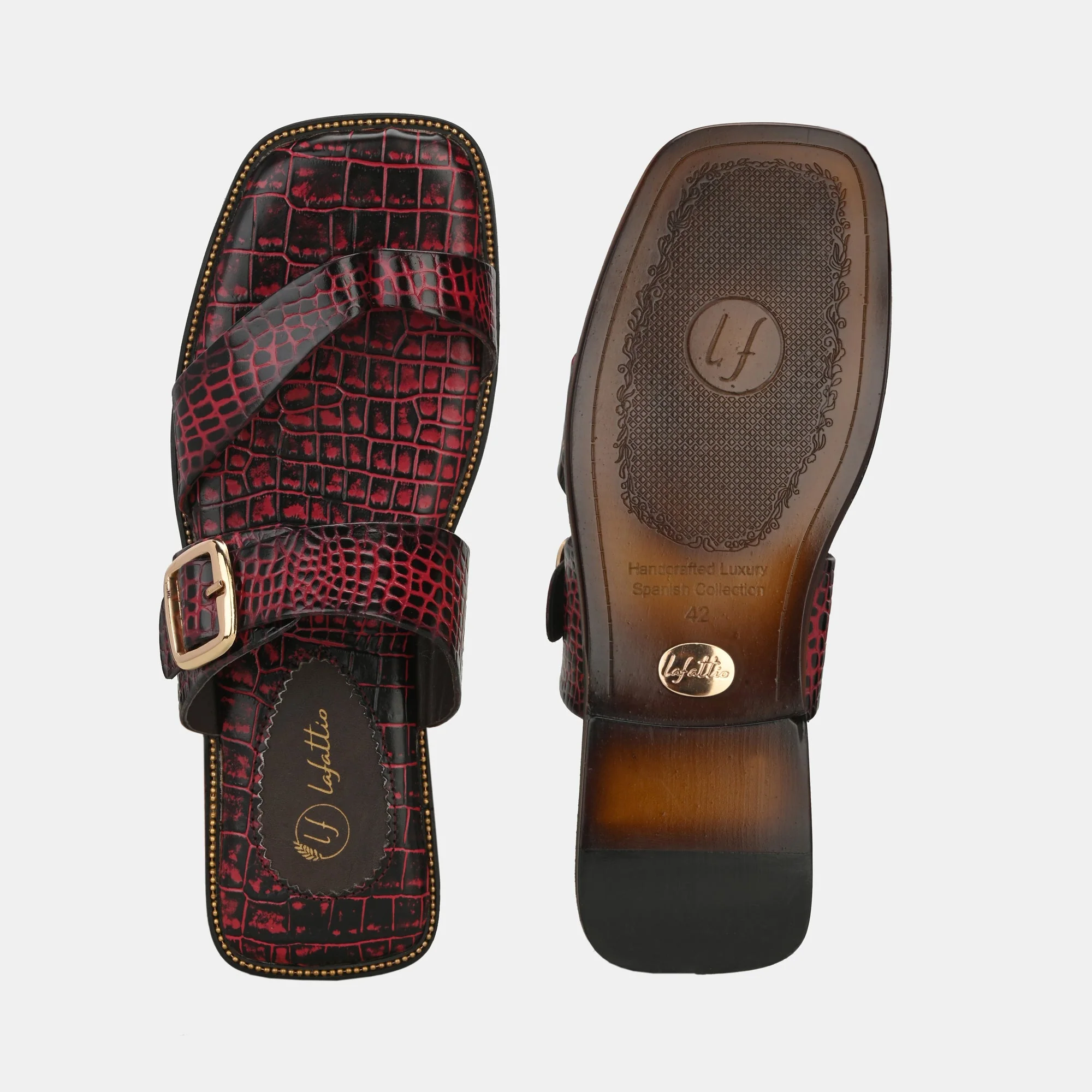 Colour Blocked Buckled Slippers By Lafattio - Image 6