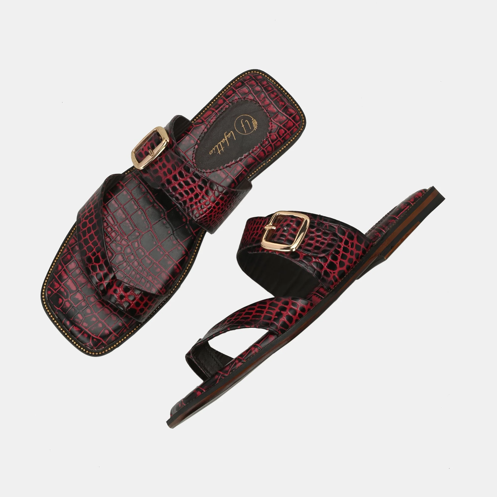 Colour Blocked Buckled Slippers By Lafattio - Image 8