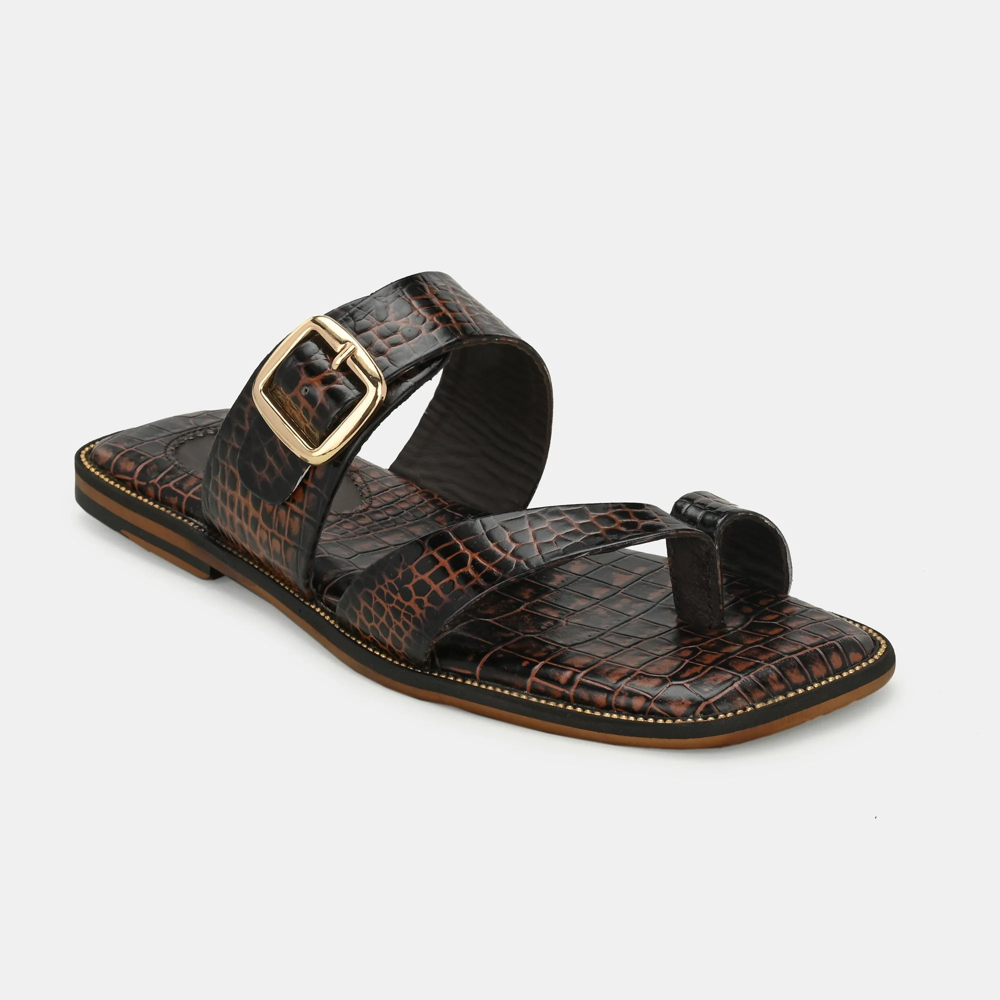 Colour Blocked Buckled Slippers By Lafattio - Image 3