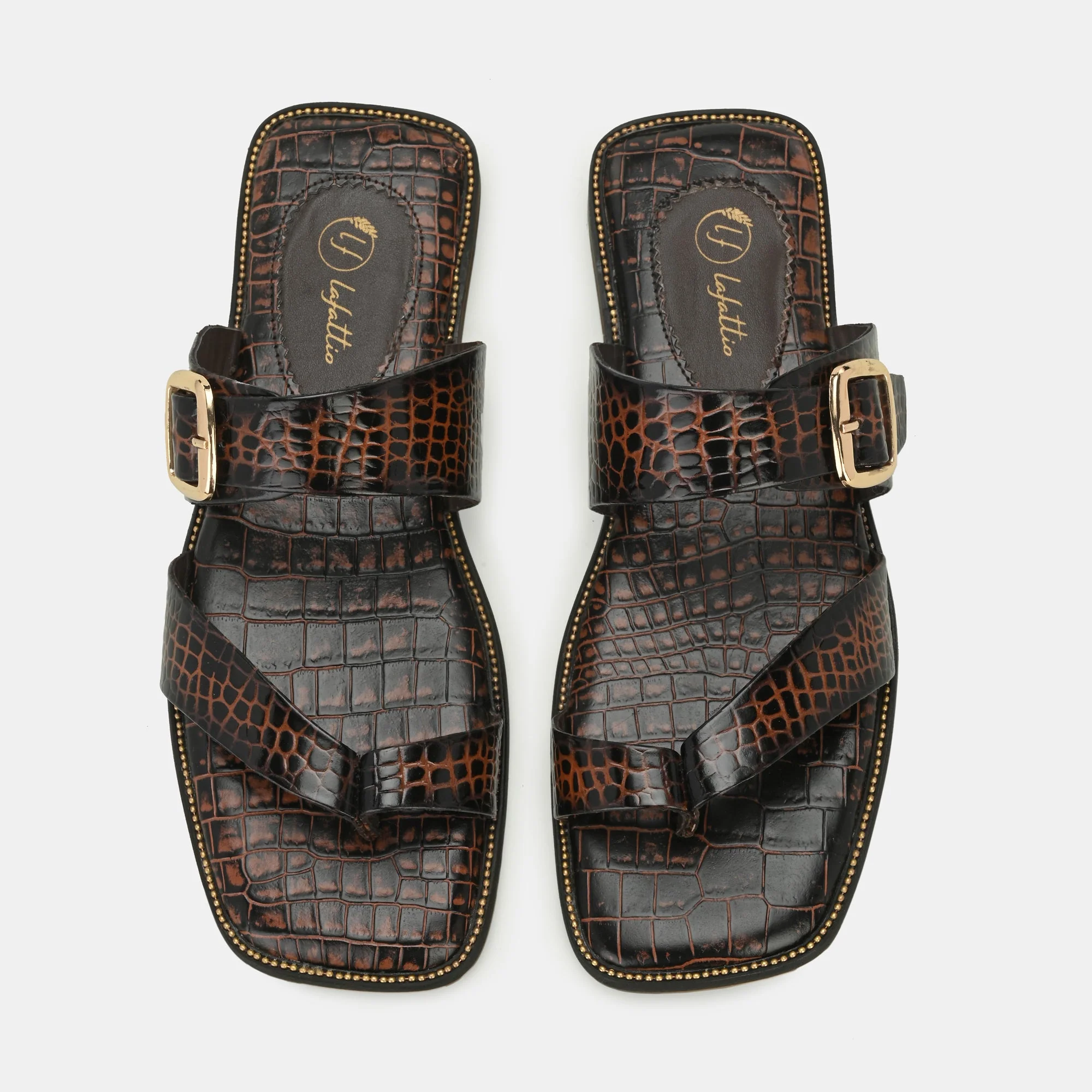 Colour Blocked Buckled Slippers By Lafattio - Image 4