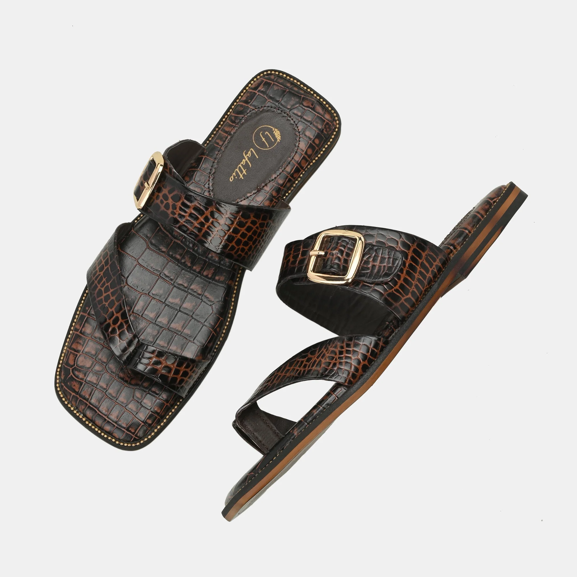 Colour Blocked Buckled Slippers By Lafattio - Image 5