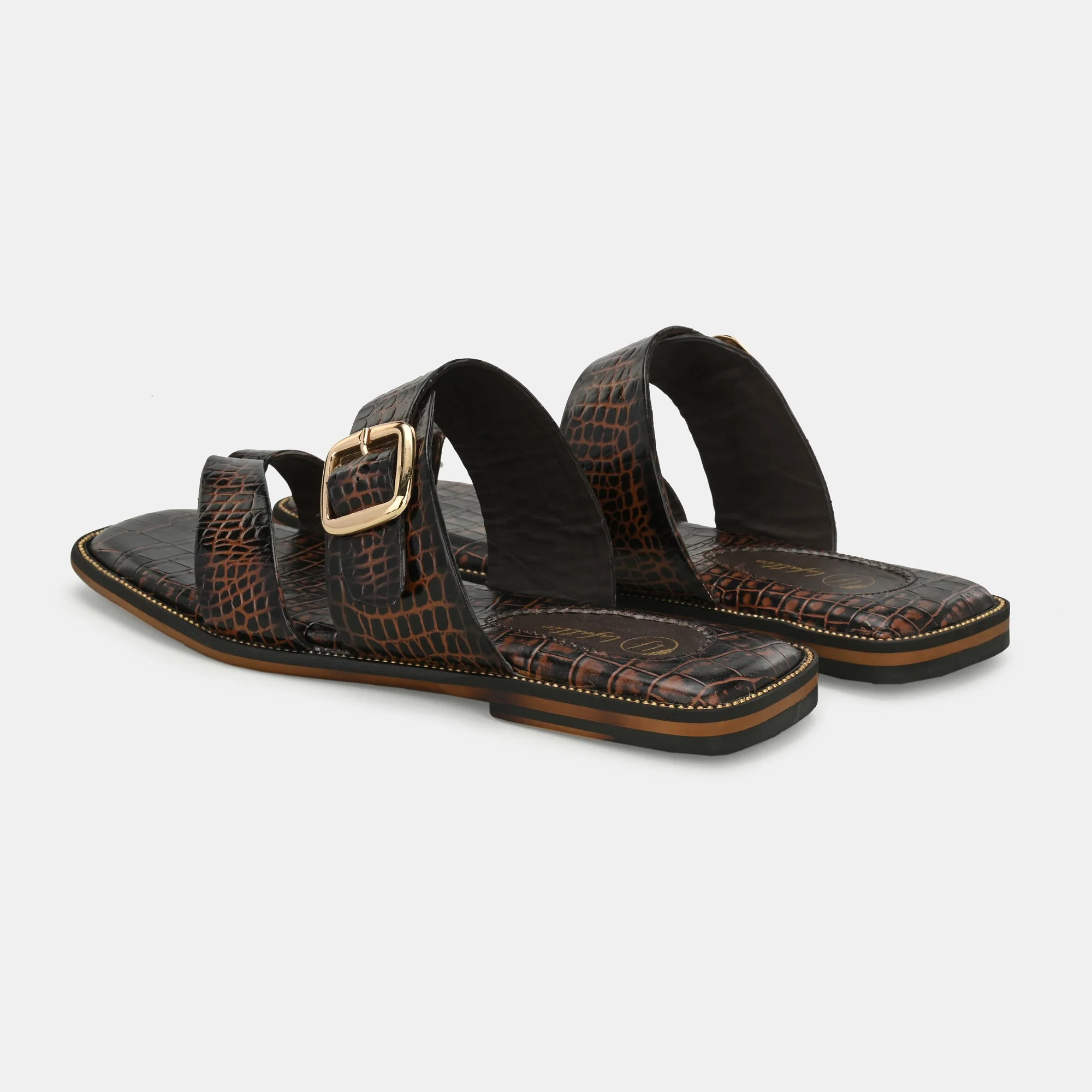 Colour Blocked Buckled Slippers By Lafattio - Image 7