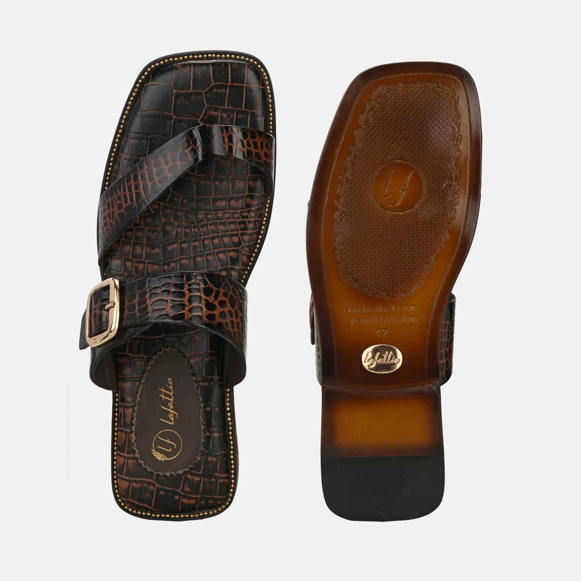 Colour Blocked Buckled Slippers By Lafattio - Image 8