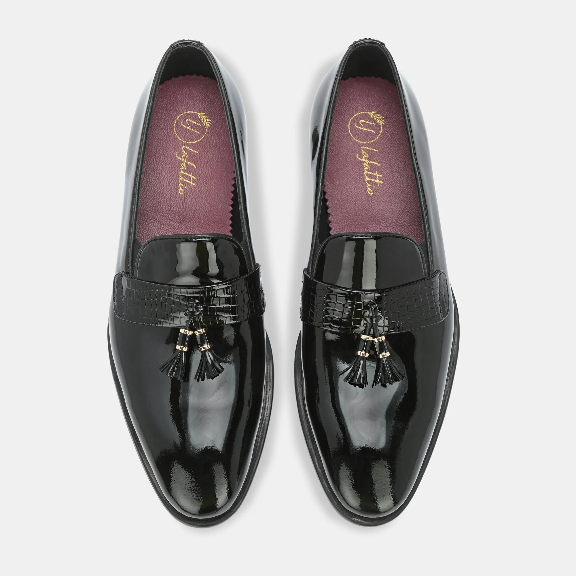 Patent Black Tassel Loafers By Lafattio - Image 6