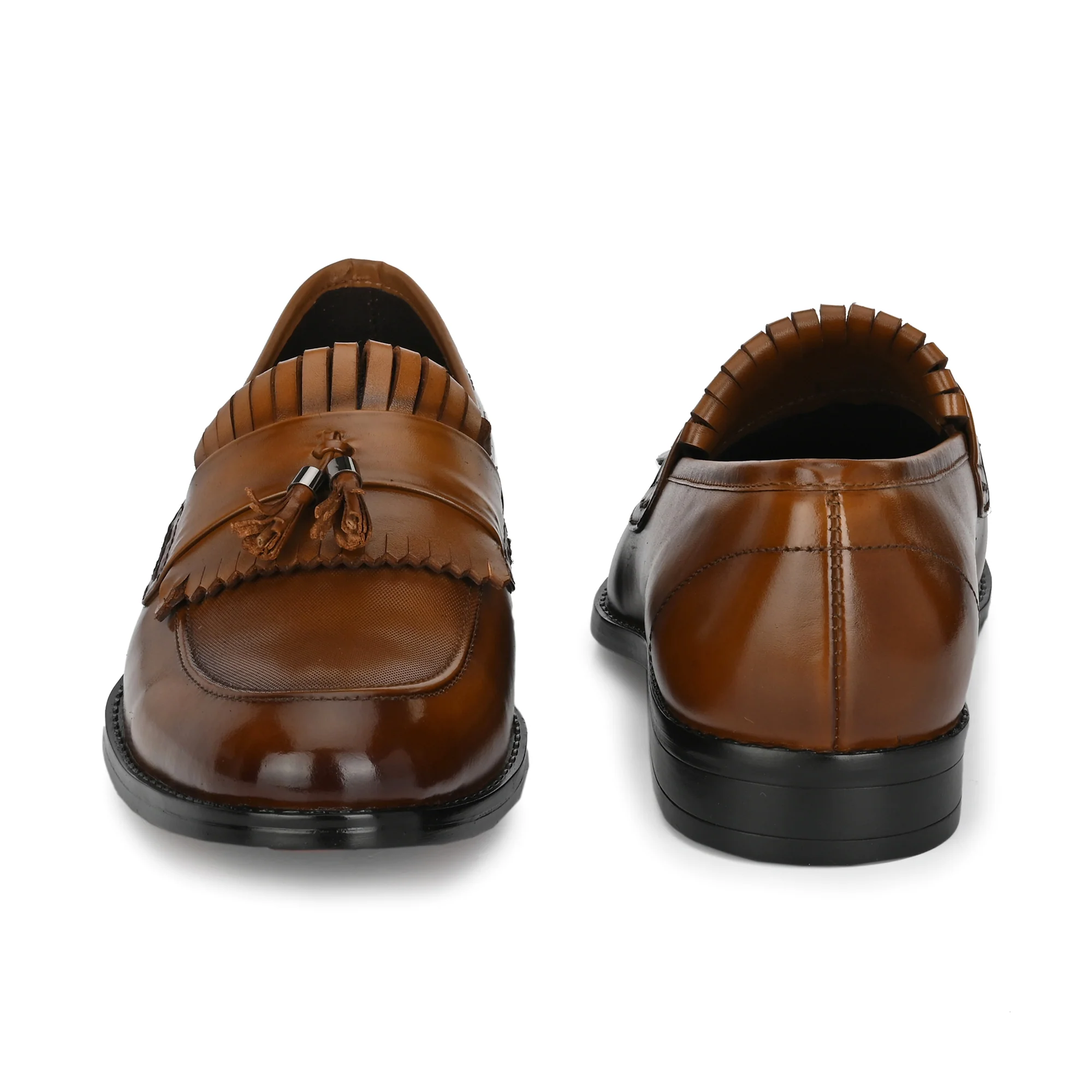 Tassled Formal Penny Loafers For Men with Textured Top - Image 11